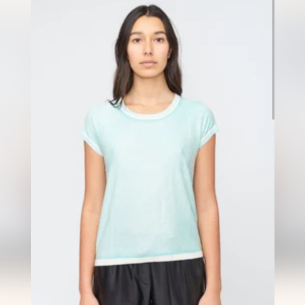 Kokun Over dye Bamboo Cashmere Cap Sleeve Tee in Cherry size Large see pics